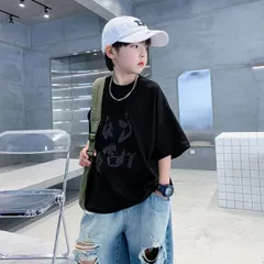 Tシャツ キッズ 男の子 夏物 半袖 tシャツ 子供服 ティーシャツ ジュニア 夏服 韓国 子供服 トップス ゆったり 黒 ブラック 120cm 130cm 140cm 150cm 160cm 170cmxiaokb327