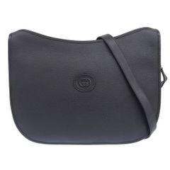 【本物保証】 超美品 グッチ GUCCI インターロッキングG 斜め掛け ショルダーバッグ 001 113 1036 レザー 黒 オールドグッチ ヴィンテージ