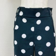 【値引交渉可】ZARA trf ザラティーアールエフ ロングフレアパンツ ワイド ドット柄 ビッグボタン 可愛い【42】