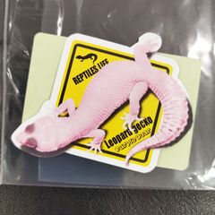 送料無料　Leopard gecko　レオパ　アルビノ「ヒョウモントカゲモドキ（ブリザード）ステッカー」（約５４ｍｍ×約６４ｍｍ）