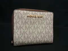 MICHAEL KORS マイケルコース MK柄 PVC 二つ折り 財布 ウォレット 札入れ 小銭入れ カード入れ アイボリー系×ブラウン系 DG8740
