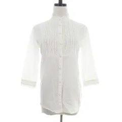 コムサイズム COMME CA ISM ブラウス カットソー 七分袖 スタンドカラー コットン 薄手 無地 M 白 ホワイト トップス /BT