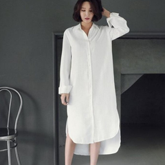 ロングシャツ ブラウス シャツ シャツワンピ ワンピース Vネックシャツ レディース 白シャツ 長袖 ロング トップス 薄手 カジュアル 着痩せ ファッション おしゃれ 大人 春夏