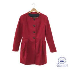 ☆極美品 TOMORROWLAND トゥモローランド アウター ジャケット ロング ボタン付き おしゃれ 長袖 大きいサイズ レディース レッド 38 キュプラ 901-11334 送料無料 古着