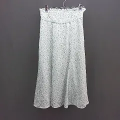 ◇ MAJESTIC LEGON 小花柄 ウエストゴム ハイウエスト ロング丈 フレア スカート サイズMS グリーン レディース E  【1309250007708】