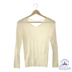 ☆極美品☆ トップス カットソー 長袖 Vネック 袖ボタン リブ レディース ホワイト 901-6002 送料無料 古着