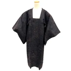 京やM464 正絹 和装コート 輪奈コート 道行衿仕立て 輪奈織 秋冬の和装コート 着物用コート ロング丈 身丈119cm 唐草花文様 カジュアル・フォーマル兼用 単衣仕立て 羽織 道中着 道行 仕立て上がり リサイクル着物 美品