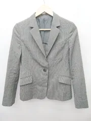 ◇ green label relaxing UNITED ARROWS ストライプ 長袖 テーラード ジャケット サイズ38 グレー ホワイト系 メンズ P  【1406240034314】