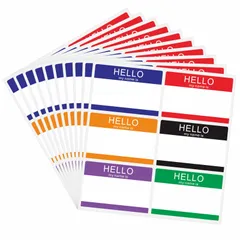 【在庫セール】name My HELLO isブランドラベル6色名札ラベルシール学校、オフィス、会議用、分類用 ネームシール 名前ステッカー 手書き 60枚 （89x60mm，6色) 名前シール 服に貼る 名札シール Hybsk