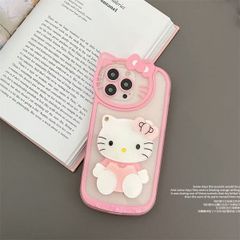 【在庫限り】キティ iphoneケースかわいい　ピンク　ミラー付 iphone11/ iPhone12/ iPhone13/iPhone14/iPhone15ケース 韓国スマホケース