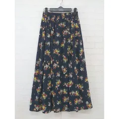 ◇ FREE'S MART フリーズマート 花柄 ウエストゴム ロング フレア スカート サイズF ネイビー マルチ レディース  【中古】 【1205130006246】
