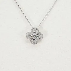 K18WG ヴァンドーム青山 ダイヤ付 フラワーモチーフ ネックレス 40㎝