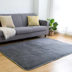 在庫処分　Living カーペット ラグ ラグマット 絨毯 185×185cm(約2畳) 滑り止め 洗える VK 防ダニ 抗菌 防臭 オールシーズン 床暖房 ホットカーペット対応 簡単に掃除 おしゃれ 北欧 フランネルラグ ダークグレーのサムネイル