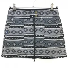 【超美品】フィラゴルフ 中綿リバーシブルスカート グレー×黒 総柄 裏黒 レディース M ゴルフウェア FILA GOLF