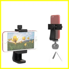 【人気商品】スマホクリップ コールドシュー付 360°回転 三脚マウント 角度調整 自撮り棒用 スマホホルダー アダプターホルダー 1/4インチネジ サムコス スマートフォン三脚 iphone/Android/三脚/カメラ等対応
