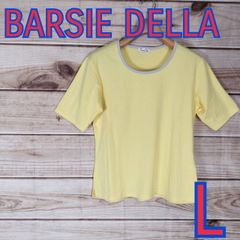 美品 BARSIE DELLA レディース トップス カットソー Tシャツ 半袖 ストレッチ 黄色 キイロ イエロー Lサイズ L (5851 bbb250)