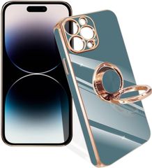 iPhone 12ProMax ケース リング付き グレーブルー スマホケース iPhone Pro 耐衝撃 Max TPU