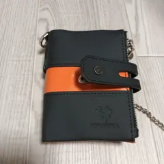 本革 メンズ 二つ折り財布 チェーン付き RFID保護対応あり 二つ折り 小銭入れ 二重ファスナー（カード最大7枚、紙幣、小銭を収納可能）IDウィンドウ付き 上質折り畳み財布 ギフトボックスウォレット,Black