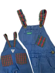 【Size 90】 80s オシュコシュ 青 チェック柄 オーバーオール   ブルーオーバーオール USA製 made in USA ヴィンテージ