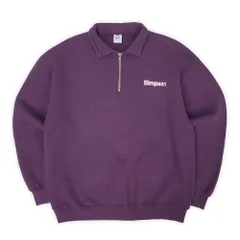 ジャージーズ JERZEES 90s 90年代 襟付き ハーフジップスウェット MADE IN USA アメリカ製 SIMPSON 企業ロゴ 刺繍 ヴィンテージ 古着 メンズ スウェット トレーナー パープル 紫 XL【中古】
