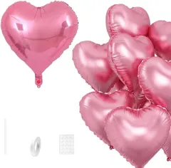 ideamall ハート バルーン 風船 誕生日 アルミ プロポーズ 装飾 飾り付け パーティー 10個セット(ピンク)