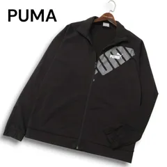 PUMA プーマ 秋冬 裏起毛 ロゴ★ フルジップ ジャージ トラック ジャケット ブルゾン Sz.L メンズ 黒