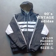 【VINTAGE 】90's adidasライン NYLON TRACK PADDED JACKET万国旗タグ