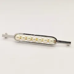 【美品】シルバーデザインブローチ　パール付き