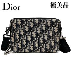 【極美品】DIOR ディオール オブリーク ジャカードキャンバス×レザー ショルダーバッグ ネイビー