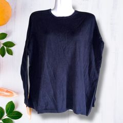 2322　ZARA　Tシャツ　長袖　黒　クルーネック　レディース　【S】