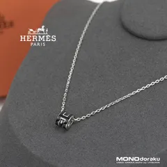 エルメス HERMES ポップアッシュミニ ネックレス ブラック シルバーメタル Hロゴ ペンダント アクセサリー【美品】【箱・保存袋付】