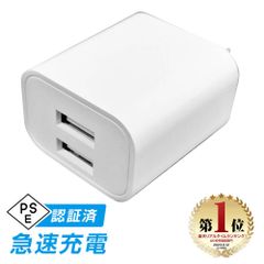 高速USB充電器 キューブ型 USBコンセント ACアダプター 2.0A 2ポートタイプ コンパクト設計 高速充電ポート ホワイト