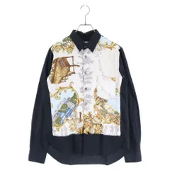 BLACK COMME des GARCONS (ブラックコムデギャルソン) 13AW スカーフ素材 切り替え ボタン長袖シャツ ブラック 1L-B018のサムネイル