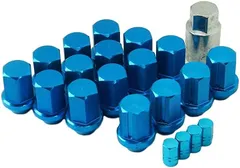 エスティーエスミチコ 互換品スリット ロック レーシング ナット アルミ製 エアバルブキャップ付き 軽量 盗難防止 青 P1.25-16個 4穴用(青 P1.25-16個 4穴用)