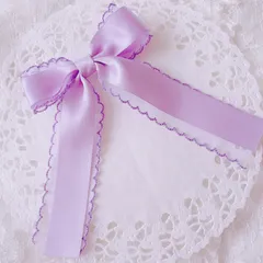 ❤️234スカラップレースサテンリボンクリップピン❤️ラベンダー