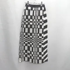 ◇ Θ Ray BEAMS ウエストゴム ニット素材 ロング ストレート スカート サイズ 表記なし ブラック ホワイト レディース E  【1501160043498】