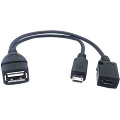 Fire Stick TV動作確認済 マウス キーボード フラッシュメモリ対応 約20cm [ microUSB(オス) - A(メス) TYPE-A（メス） ] 給電機能付き microUSB ホスト OTG ケーブル  約20cm