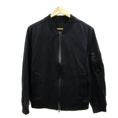 コムサメン COMME CA MEN ブルゾンジャケット ミドル丈 ジップアップ 無地 L 黒 ブラック /YS8