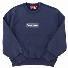 シュプリーム SUPREME 25SS Washed Box Logo Crewneck クルーネックスウェット トレーナー プリント ボックスロゴ ウォッシュド加工 M ネイビー