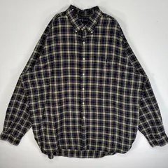 古着 90's/90年代 ラルフローレン RALPH LAUREN 長袖シャツ ロゴ 刺繍 チェック柄 MCMEEL 大きいサイズ XXL  ネイビー系 マルチカラー メンズ