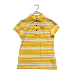 中古 レディース キャロウェイ Callaway 半袖ポロシャツ M イエロー×ホワイト 黄×白   ボーダー