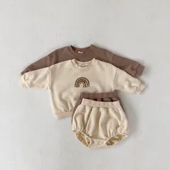 韓国 ベビー服 子供服 虹 トレーナー セットアップ レインボー 女の子 男の子