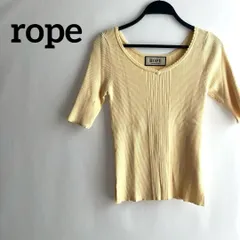rope ロペ　アイボリーニット丸襟5分袖細見え38シンプル高級感OL