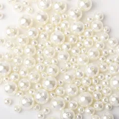 【人気商品】サムコス 樹脂パール パールビーズ 約600粒セット ラウンド 丸玉 穴付き 手芸用品 縫製用 手作り DIY 材料 工芸品の装飾 ジュエリー用 ハンドメード ネックレス イヤリング 4サイズ (4サイズ 約600粒（オフホワイト）)
