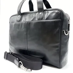 ✨美品✨ COACH コーチ 2way ビジネスバッグ ブリーフケース ショルダーバッグ ロゴ型押し シルバー金具 A4収納 大容量 肩掛け 斜め掛け カーフレザー メンズ ブラック 黒色