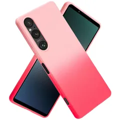 【数量限定】1v xperia ストラップホール付き落下防止 保護カバー 耐衝撃 ケース ケース グラデーション色 おしゃれ 韓国 エクスペリア1v2023 ソニー 薄型 超軽量 柔軟 (ローズレッド) シリコン TPU 専用 SOG10 / V/SO-51D