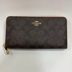 COACH コーチ ラウンド ファスナー 長財布 レディース ピンク ベージュシグネチャー ブランド