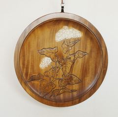목조의 원형 릴리프 소바(소바)의 꽃 신슈 농민 미술품