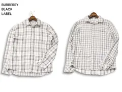 BURBERRY BLACK LABEL バーバリー ブラックレーベル リバーシブル★ ホース刺繍 長袖 Wガーゼ チェック シャツ Sz.2　メンズ