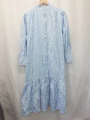 ◇ ⊂ forksy. ストライプ　裾フレア 長袖 ロング丈 シャツ　ワンピース サイズ表記なし ライトブルー レディース E  【1410230026630】